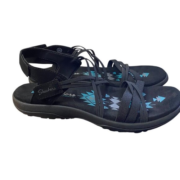 Skechers Reggae Slim Takes Two Strappy Sling Back Sandals Size 10 Black - Picture 5 of 6